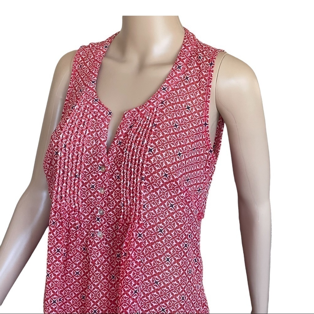 MATERNITY TUNIC BLOUSE  SIZE S RED WHITE BLUE SLEEVELESS